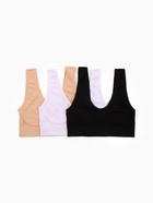 Топы бесшовные MINAKU, набор 3 шт., размер 46, цвет белый, чёрный, бежевый - Фото 4