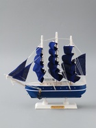 УЦЕНКА Корабль сувенирный малый «Дорита», борта синие с белой полосой, паруса синие,23×5,5×21 см 564 - Фото 1