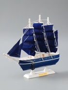 УЦЕНКА Корабль сувенирный малый «Дорита», борта синие с белой полосой, паруса синие,23×5,5×21 см 564 - Фото 2