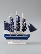 УЦЕНКА Корабль сувенирный малый «Дорита», борта синие с белой полосой, паруса синие,23×5,5×21 см 564 - Фото 3