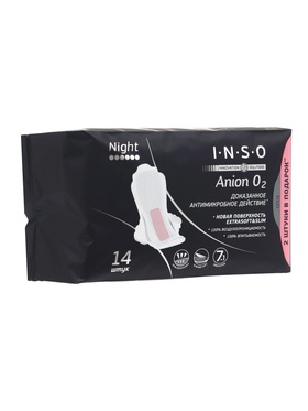 Прокладки ночные с крылышками, INSO Anion O2, 14 шт.