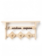 Полка-вешалка для бани и сауны «С лёгким паром», 46×7×22 см, деревянная, 3 крючка - фото 809647112