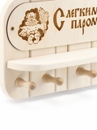 Полка-вешалка для бани и сауны «С лёгким паром!», 32×8.5×22 см, деревянная, 4 крючка - фото 809647120