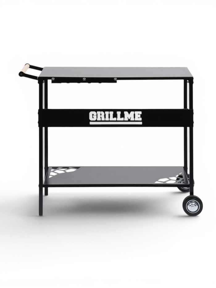 Столик на колесах Grillme, 35×115×83 см, для мангала, сталь 1 мм, чёрный