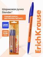 Набор ручек шариковых ErichKrause Slender Stick Orange, SuperGlide, 4 штуки, узел 0.7 мм, синий 10998678 - фото 9823315