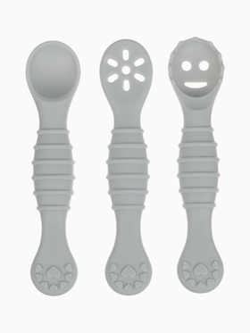 Ложка детская для прикорма, силикон, набор 3 шт., серый M&B