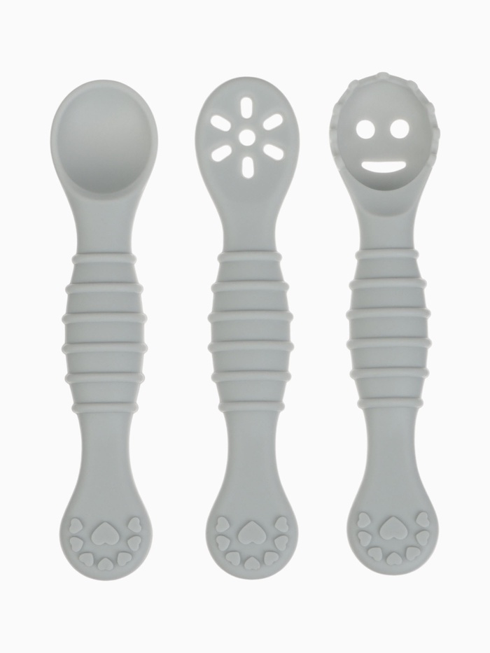Ложка детская для прикорма, силикон, набор 3 шт., серый M&B