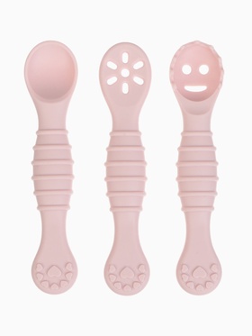 Ложка детская для прикорма, силикон, набор 3 шт., розовый M&B