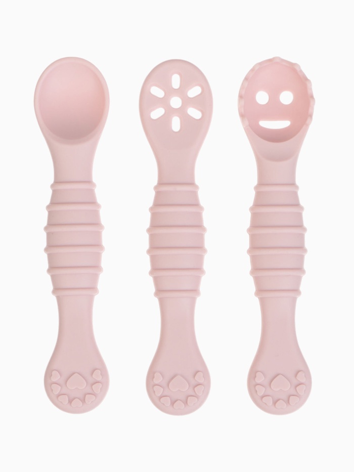 Ложка детская для прикорма, силикон, набор 3 шт., розовый M&B