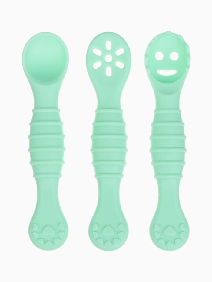Ложка детская для прикорма, силикон, набор 3 шт., мятный M&B