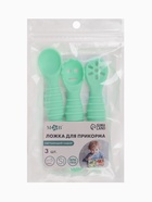 Ложка детская для прикорма, силикон, набор 3 шт., мятный M&B - Фото 9
