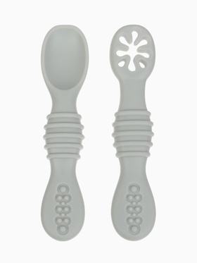 Ложка детская для прикорма, силикон, набор 2 шт., серый M&B