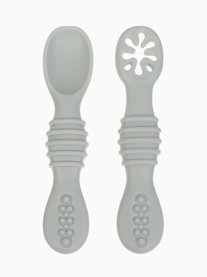 Ложка детская для прикорма, силикон, набор 2 шт., серый M&B