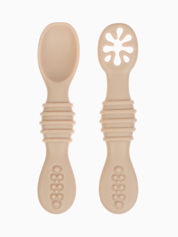 Ложка детская для прикорма, силикон, набор 2 шт., бежевый M&B