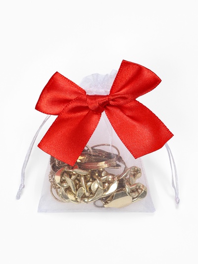 Набор мешочков подарочных 50 шт. «Бант органза», 7×9 см, бело-красный