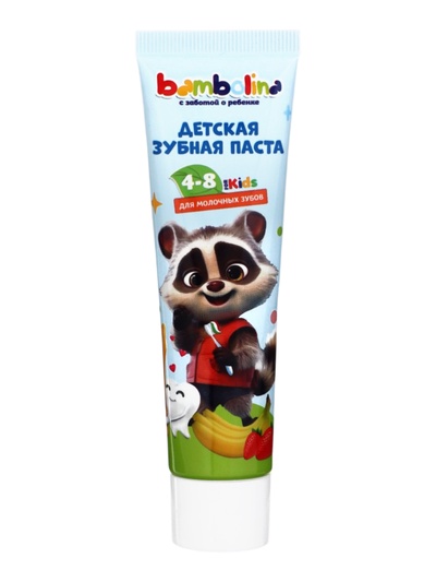 Зубная паста детская Bambolina «Клубника и банан», 4-8 лет, 50 мл
