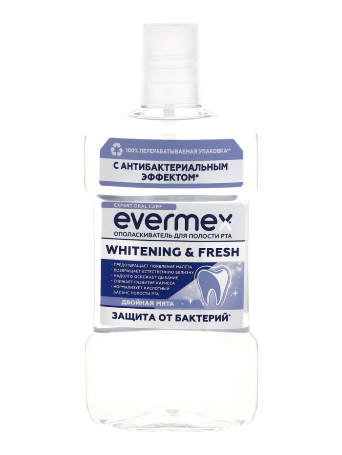 Ополаскиватель для рта Evermex Whitening& Fresh, 500 мл