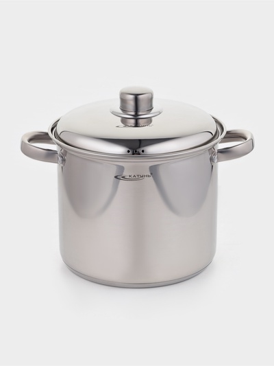 Кастрюля Катунь «Гретта», 5.7 л, d=20 см, с крышкой, капсульное дно, индукция, нержавеющая сталь, AISI - 201, хромированная