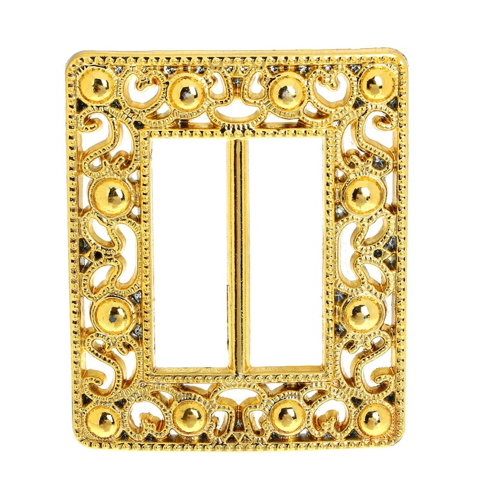 Пряжка прямоугольная в завитках, цвет жёлтый 5.7×6.7 см, 10 шт.