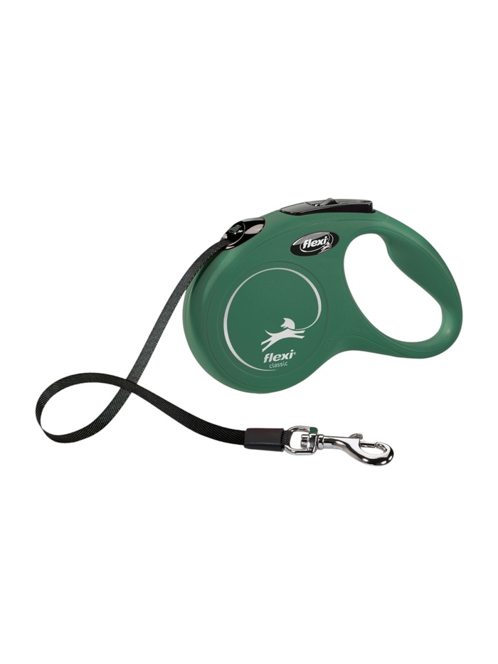 Рулетка Flexi New Classic tape S, до 15 кг, 5 м, лента, цвет оливковый
