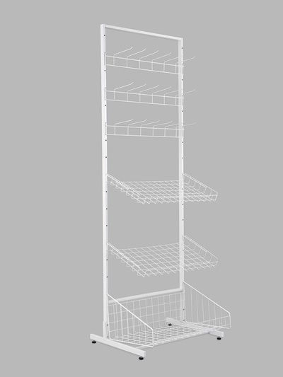 УЦЕНКА Стойка прикассовая 190×64.5×55, 3 корзины, 3 гребёнки, цвет белый