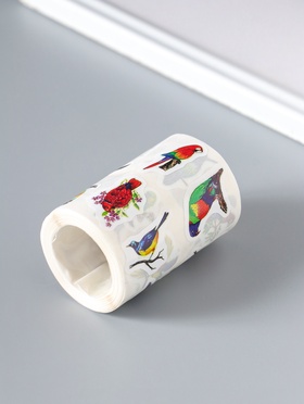 Наклейка бумага «Экзотические птицы», d=2.5 см 500 шт. в рулоне 3×6.5×6.5 см