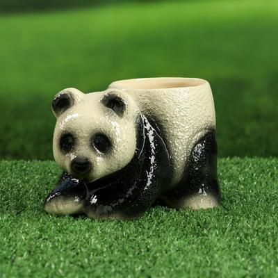 Фигурное кашпо "Панда", черно-белое, керамика, 0.5 л