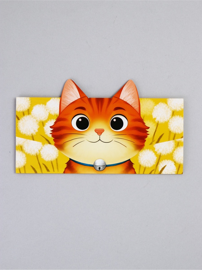 Конверт для денег формовой «Котик», 17.5×10 см - Фото 1