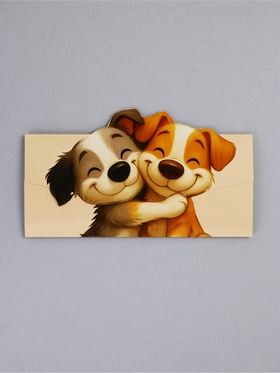 Конверт для денег формовой «Пёсики», 17,5 х10см