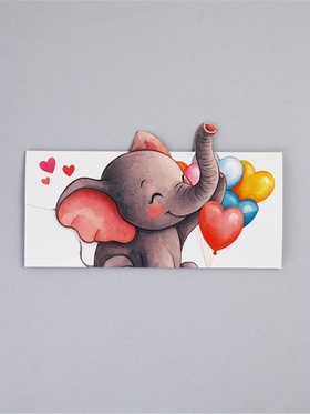 Конверт для денег формовой «Слоник», 17,5 х10см