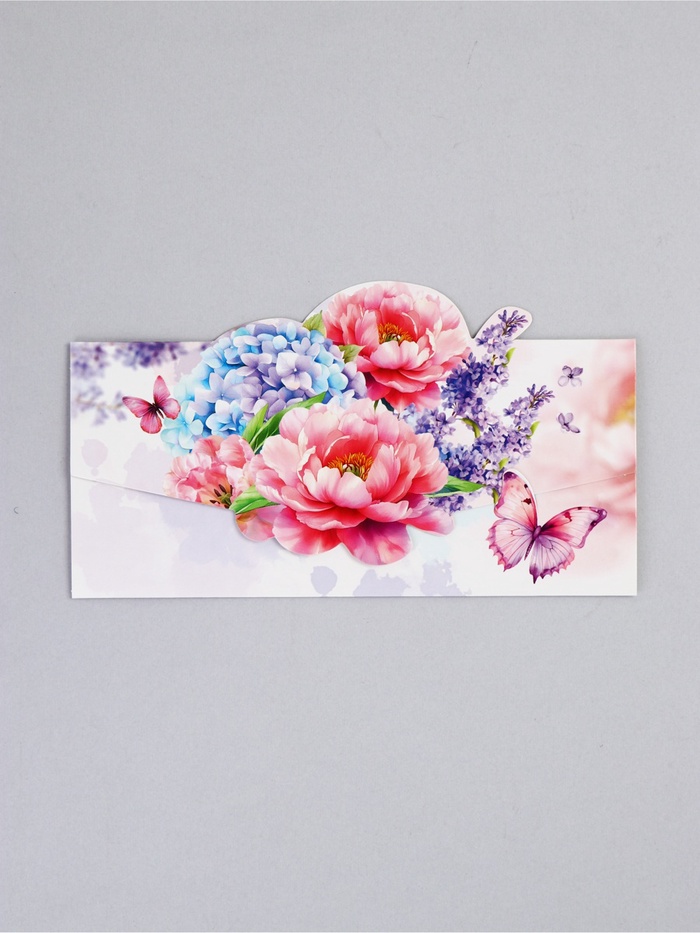 Конверт для денег формовой «Цветы», 17,5 х10см