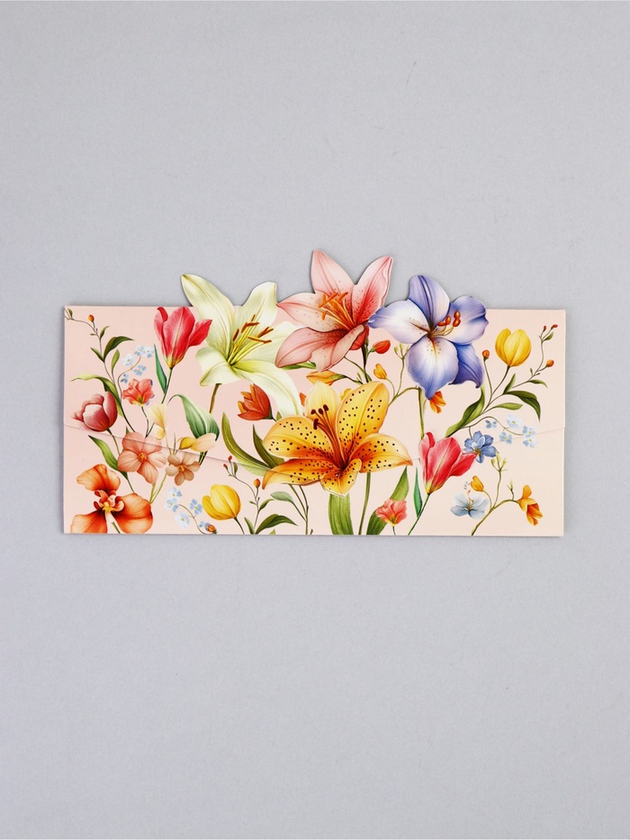 Конверт для денег формовой «Нежные цветы», 17.5×10 см - Фото 1