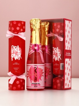 Подарочный набор: гель для душа «Шампанское», соль для ванны с ароматом сакуры, Чистое Счастье