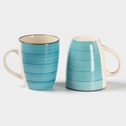 УЦЕНКА Набор посуды Доляна «Бриз», 6 предметов: 2 кружки 360 мл, 2 салатника 800 мл, 2 тарелки d=19 см, керамика, голубой - Фото 9