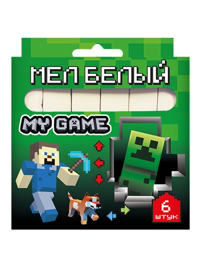 Мел белый "My Game", 6 шт,в картонной упаковке с европодвесом