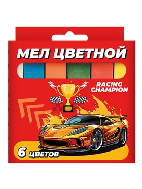 Мел цветной «Машина», 6 шт., в картонной упаковке с европодвесом