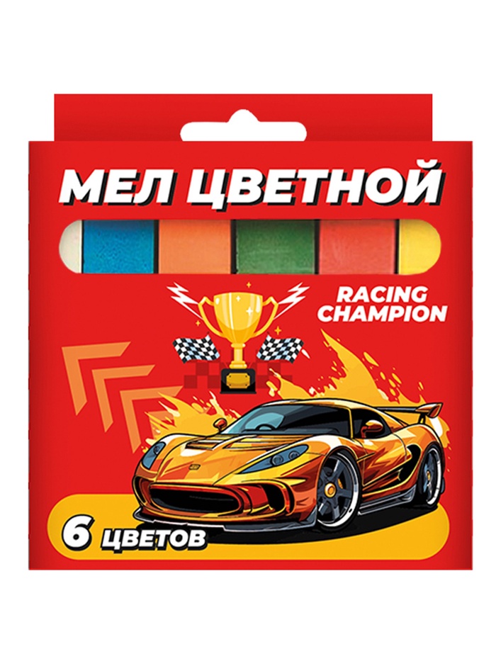 Мел цветной "Машина", 6 шт, в картонной упаковке с европодвесом - Фото 1