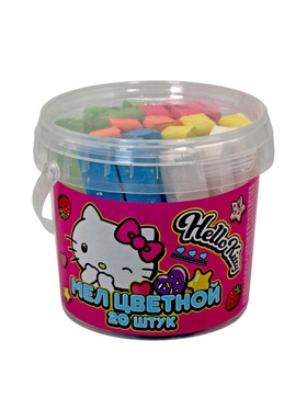 Мел цветной Hello Kitty, 20 шт. в ведерке