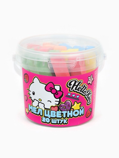 Мел цветной Hello Kitty, 20 шт. в ведерке