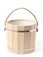 Ведро-запарник для бани и сауны, 15 л, деревянное, пластиковая вставка, ручка-верёвка - Фото 1