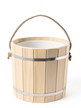 Ведро-запарник для бани и сауны, 15 л, деревянное, пластиковая вставка, ручка-верёвка