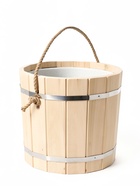 Ведро-запарник для бани и сауны, 15 л, деревянное, пластиковая вставка, ручка-верёвка - Фото 2