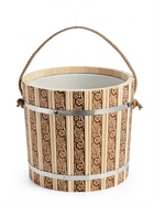 Ведро-запарник для бани и сауны «Русские узоры», 15 л, деревянное, пластиковая вставка, ручка-верёвка - Фото 1