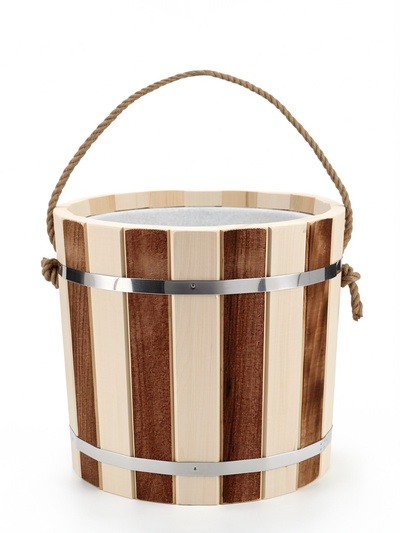 Ведро-запарник для бани и сауны «Термо», 15 л, деревянное, пластиковая вставка, ручка-верёвка