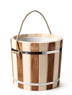 Ведро-запарник для бани и сауны «Термо», 15 л, деревянное, пластиковая вставка, ручка-верёвка - Фото 2