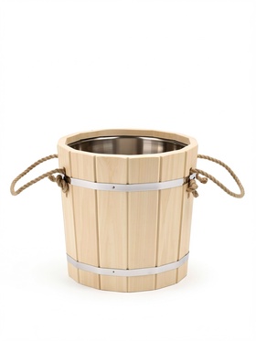 Ведро-запарник для бани и сауны, 12 л, деревянное, нержавеющая вставка