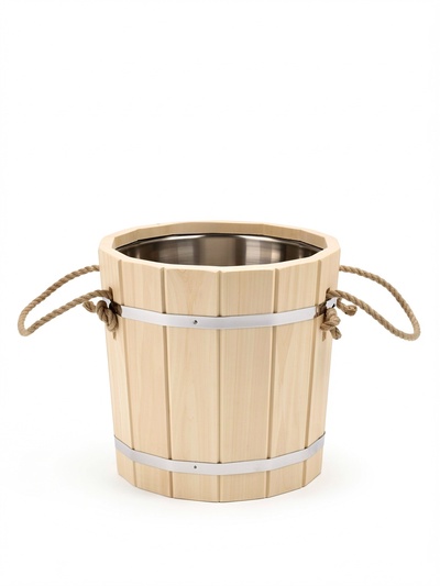 Ведро-запарник для бани и сауны, 12 л, деревянное, нержавеющая вставка