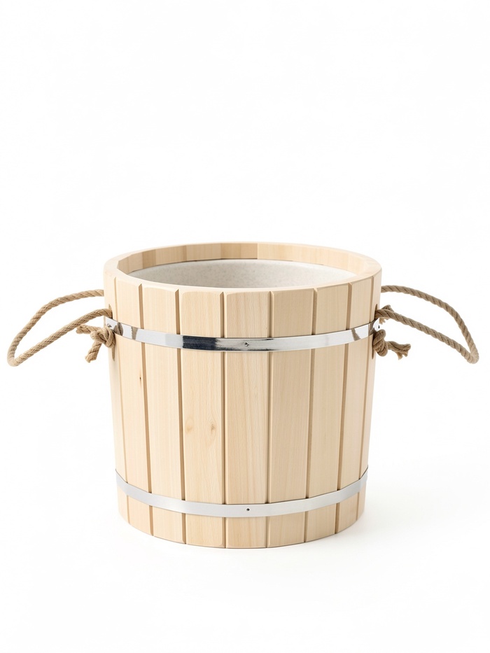 Ведро-запарник для бани и сауны, 15 л, деревянное, пластмассовая вставка - Фото 1