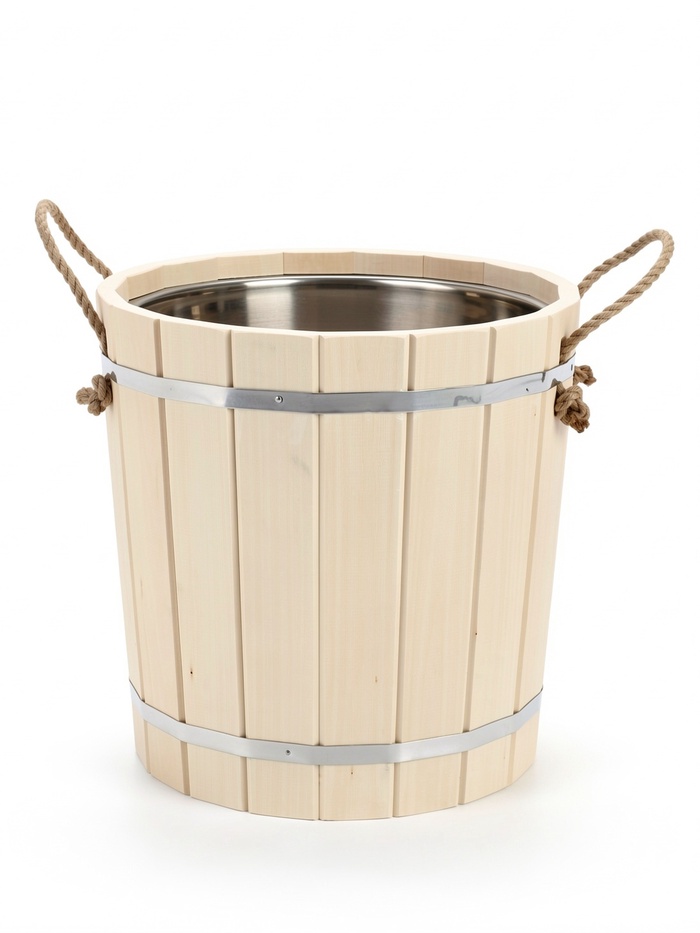 Ведро-запарник для бани и сауны, 20 л, деревянное, нержавеющая вставка - Фото 1