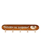 Вешалка для бани и сауны «Потейте на здоровье», 48×7×9 см, деревянная, 5 крючков - фото 809647613